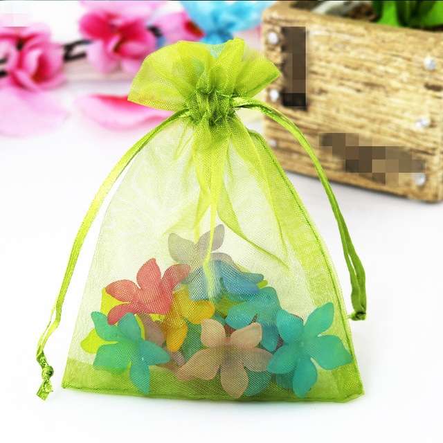 100 PCS Organza Gift Bags Jewelry Packaging Bag Wedding Party Decoration, Size: 7x9cm(D10 Yellow)