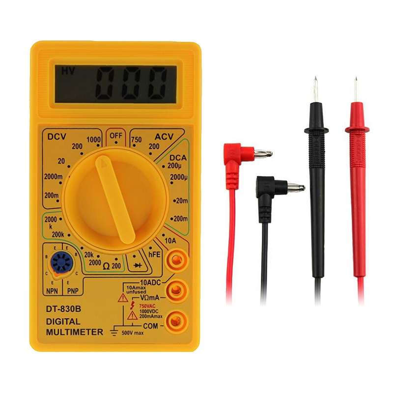 DT-830B Handheld Digital Multimeter Ammeter Voltmeter Digital Display Universal Tester Meter(Yellow)
