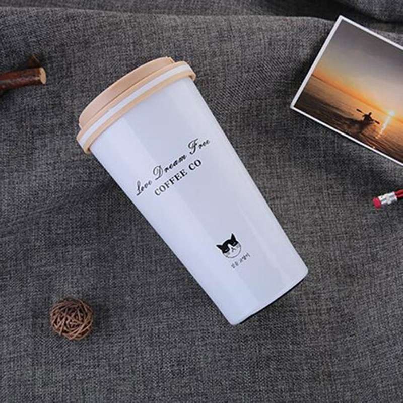 500ML Portable Stainless Steel Creative Gift Coffee Cup Office Vacuum Thermos Mug(Navy Blue)