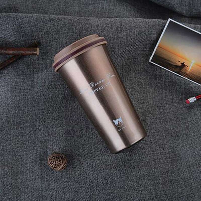 500ML Portable Stainless Steel Creative Gift Coffee Cup Office Vacuum Thermos Mug(Navy Blue)