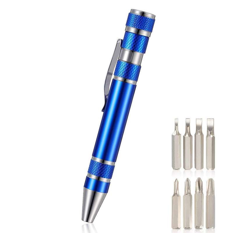 8 In 1 Multifunctional Mini Aluminum Tool Pen Screwdriver Set(Black)