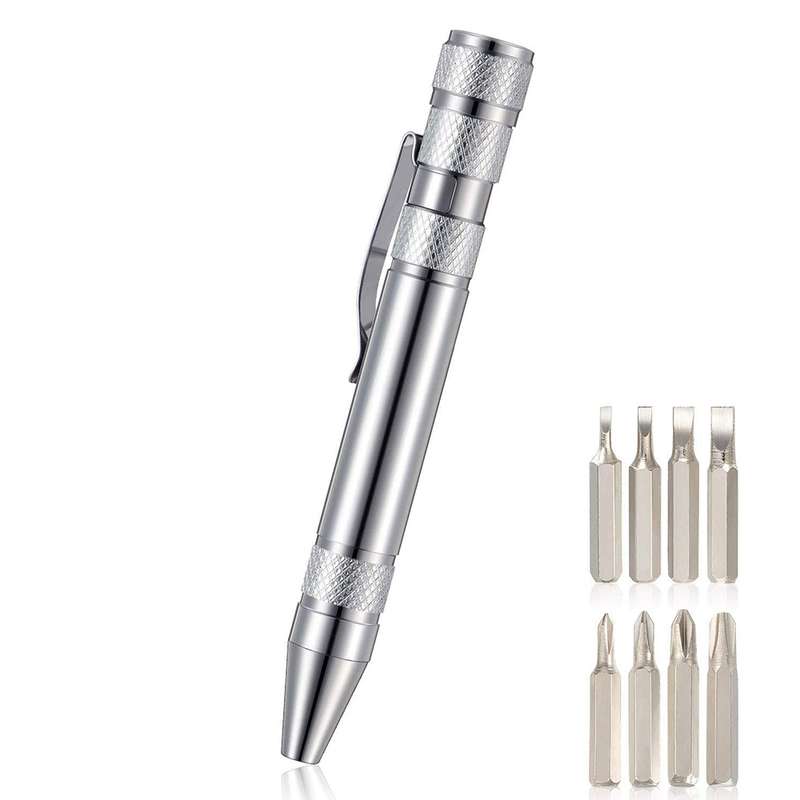 8 In 1 Multifunctional Mini Aluminum Tool Pen Screwdriver Set(Black)