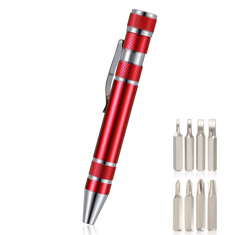 8 In 1 Multifunctional Mini Aluminum Tool Pen Screwdriver Set(Black)
