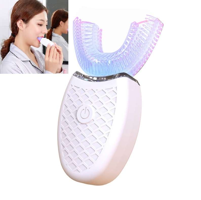 Lazy U-shaped Mouth Whitening Tooth Electric Toothbrush(Blue)