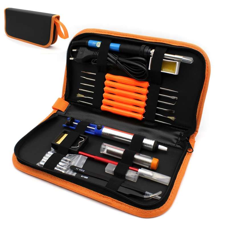 60W Adjustable Temperature Electric Soldering Iron Kit + 5 PCS Tips Portable Welding Repair Tool Twe