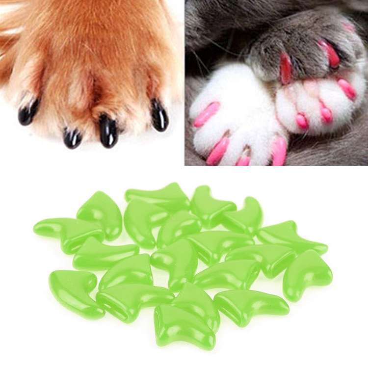 20 PCS Silicone Soft Cat Nail Caps / Cat Paw Claw / Pet Nail Protector/Cat Nail Cover, Size:XS(Black