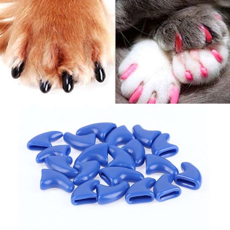20 PCS Silicone Soft Cat Nail Caps / Cat Paw Claw / Pet Nail Protector/Cat Nail Cover, Size:S(Black)