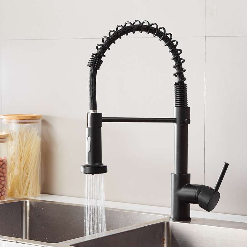 Kitchen Faucet Hot & Cold Water Tank Valve Sink Faucet, Specification: Black Model