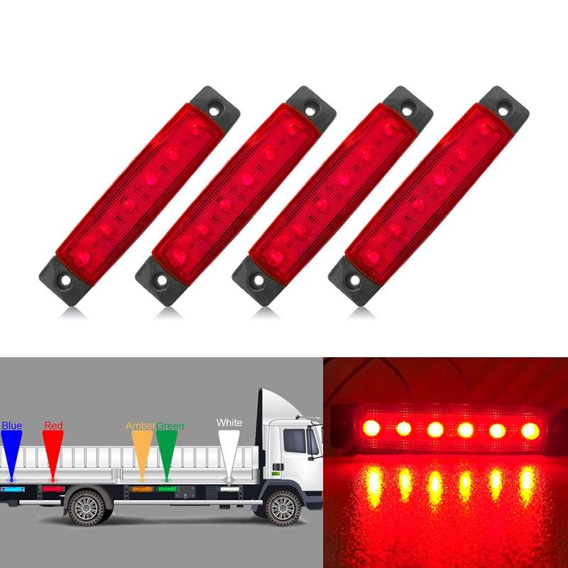 4 PCS 12V 6 SMD Auto Car Bus Truck Wagons External Side Marker Lights LED Trailer Indicator Light Re