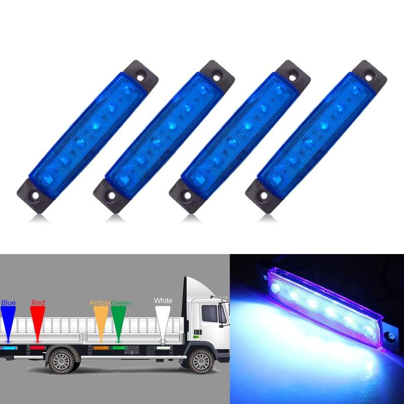 4 PCS 12V 6 SMD Auto Car Bus Truck Wagons External Side Marker Lights LED Trailer Indicator Light Re