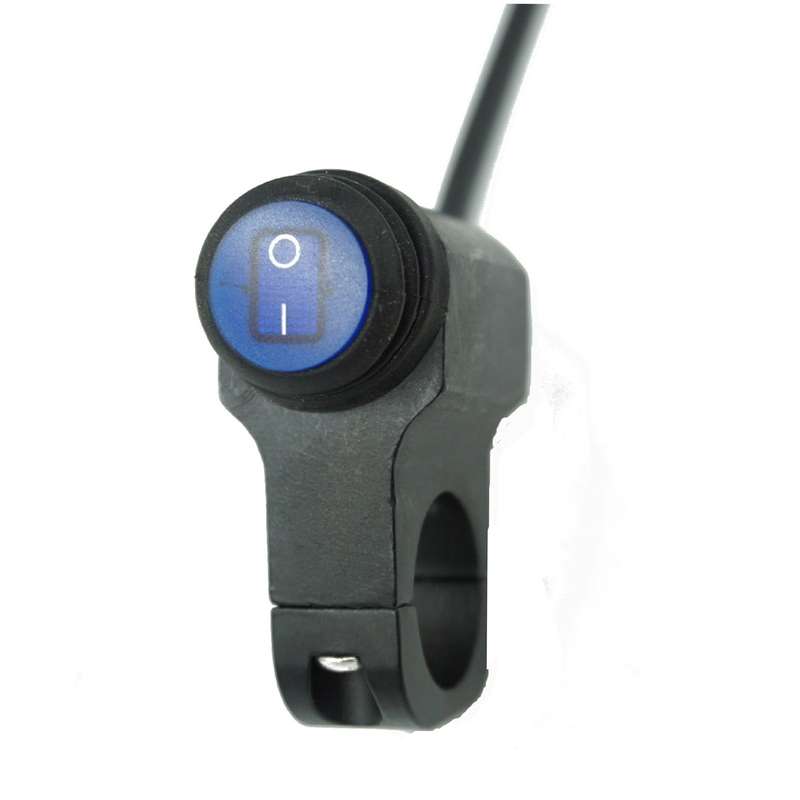 Motorcycle Aluminum Alloy Faucet LED Waterproof Switch Accessories Headlight Switch(Blue Light Black