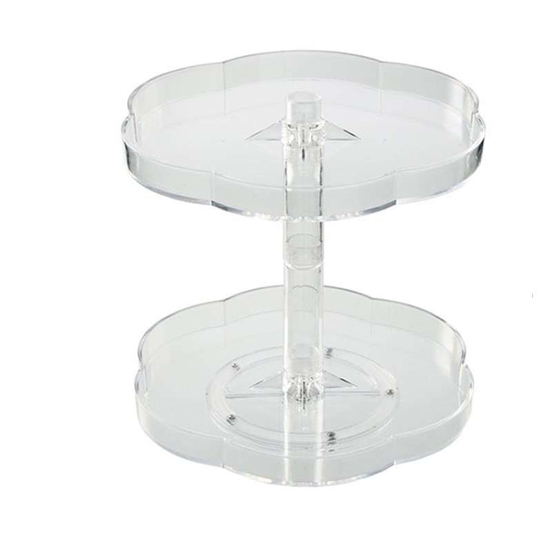 Kitchen Transparent Rotatable Condiment Storage Turntable Double-Layer Multi-Function Shelf