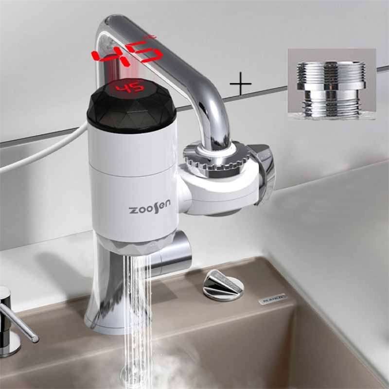 Zoosen Electric Hot Water Faucet Connection Type Instant Hot Water Faucet EU Plug, Style:With shower