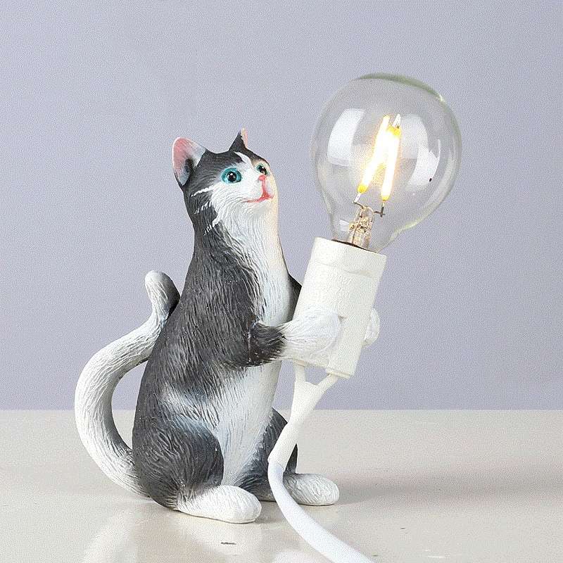 Cat Light Animal Table Lamp Mini Night Light, Power Plug:UK Plug(Look at the Tail)