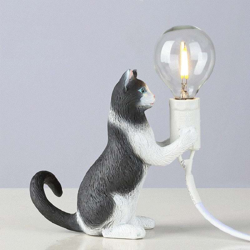 Cat Light Animal Table Lamp Mini Night Light, Power Plug:UK Plug(Look at the Tail)