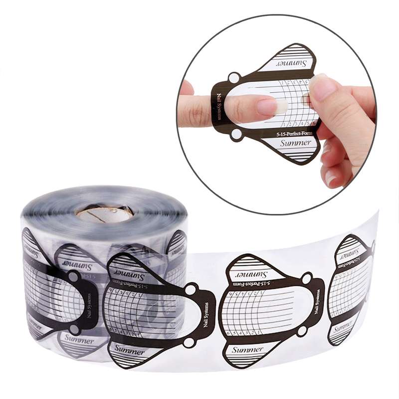 500PCS/Set Nail Art Acrylic UV Gel Tips Extension Builder Form Guide Stencil Manicure Tools(Transpar