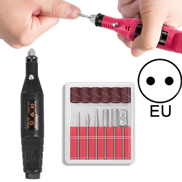 Electric Nail Kit Nail Tips Manicure Machine Electric Nail Art Pen(US Blue)