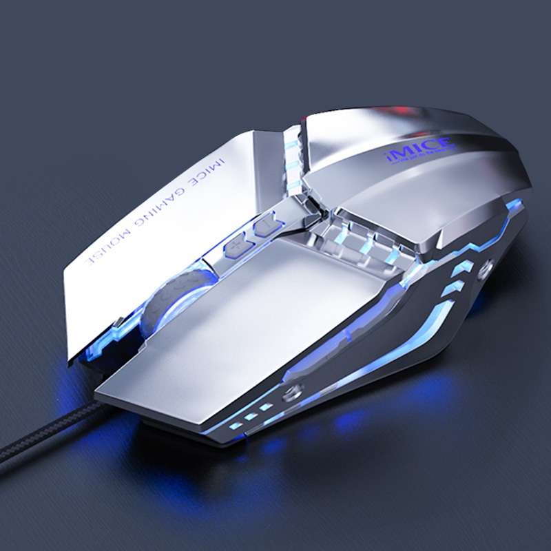 iMICE T80 7 Keys 3200 DPI Macro Programming Mechanical Gaming Wired Mouse, Cable Length: 1.8m(Silve