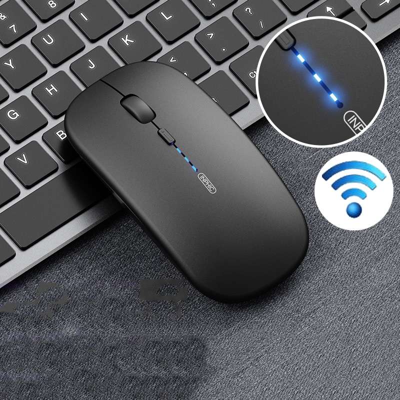Inphic PM1 Office Mute Wireless Laptop Mouse, Style:Battery Display(Metallic Gray)