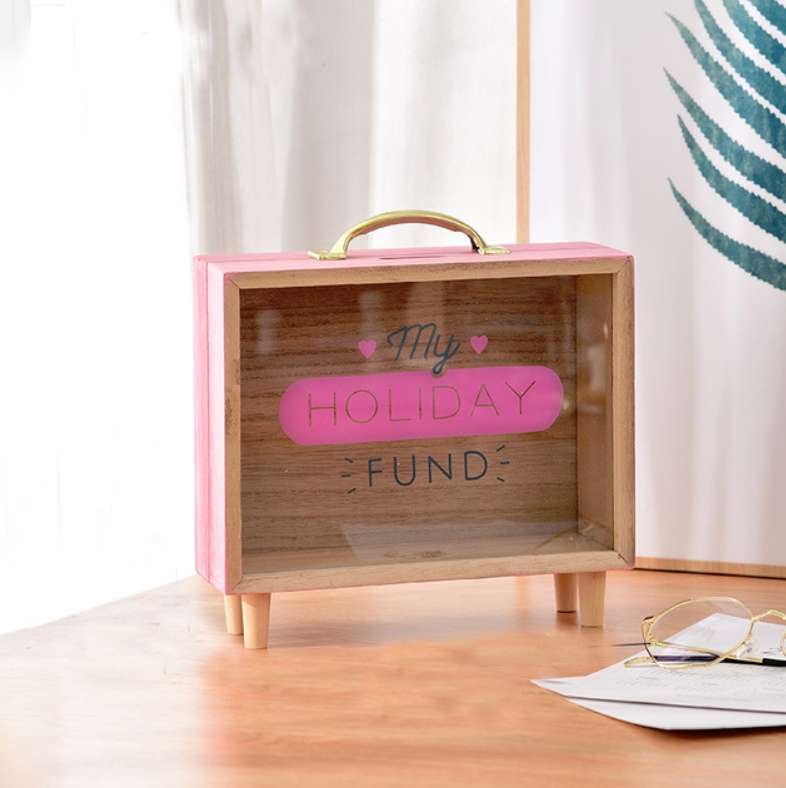 Wooden Piggy Bank Large Capacity Children Savings Box Creative Desktop Accessories(Green)