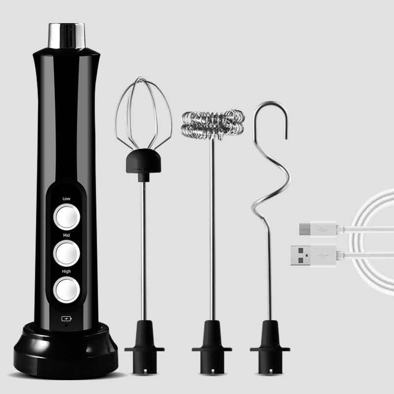 Whisk Household Electric Baking Mini Wireless Hand-Held Charging Stirrer Milk Frother(White)