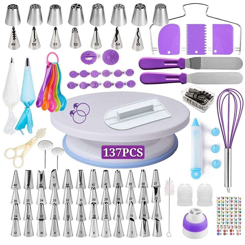 137 in 1 Cake Turntable Set Decorating Mouth Decorating Bag Baking Tool