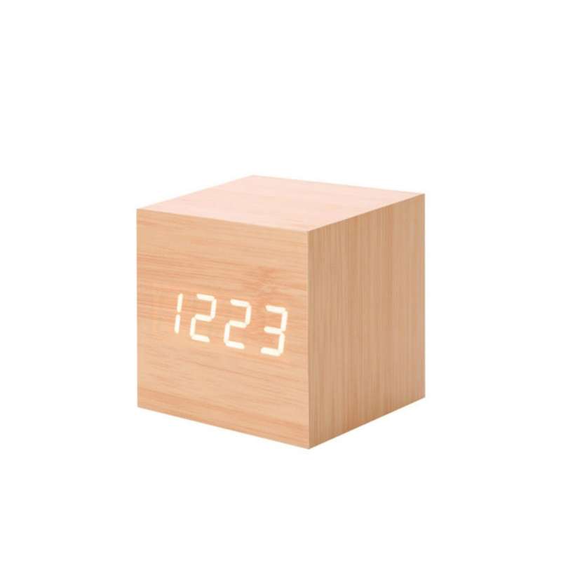 Multicolor Sounds Control Wooden Clock Modern Digital LED Desk Alarm Clock Thermometer Timer Wooden