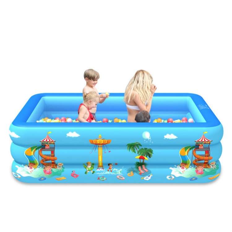 Household Indoor and Outdoor Amusement Park Pattern Children Square Inflatable Swimming Pool, Size:1
