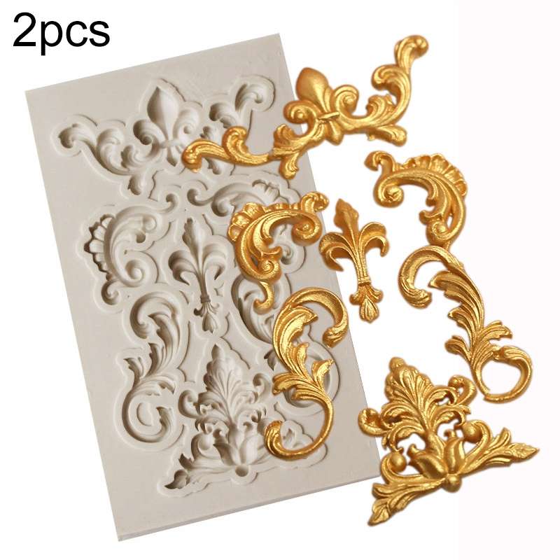 2 PCS Border Silicone Mold Fondant Mold Cake Decorating Tools Chocolate Mold(Grey)