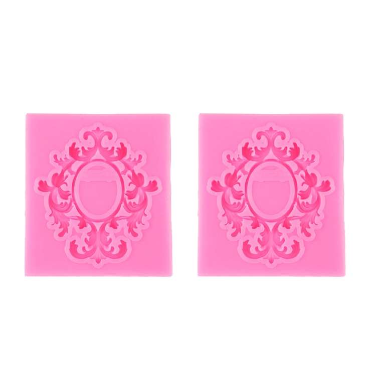 2 PCS Fondant Cake Silicone Mold Hollow Embossed Border Frame Retro Photo Frame Mould( 7th 17-113)
