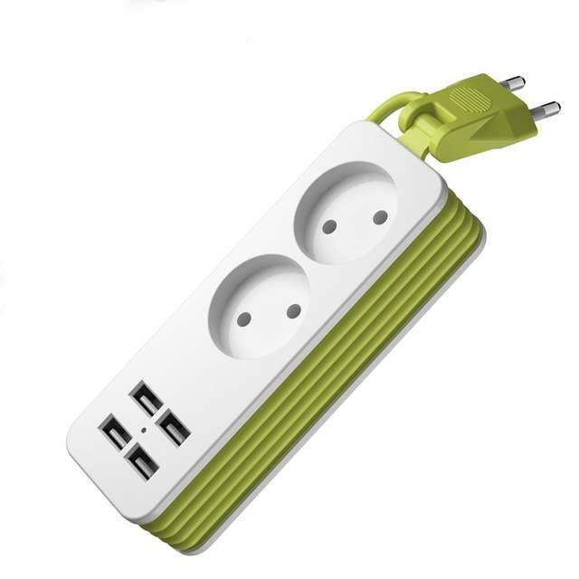 Power Strip 1/2 EU Plug 4 USB Port 1200W 250V 1.5m Cable Wall Portable Multiple Socket EU Plug Outle
