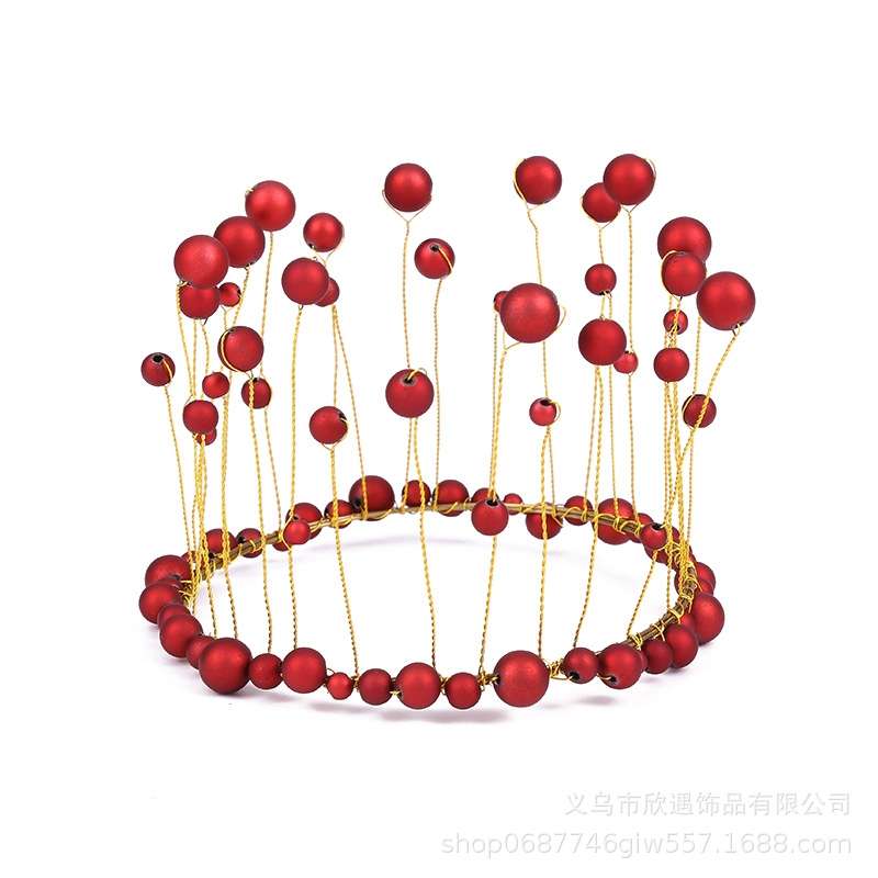 2 PCS Seaweed Tassel Pearl Crown Baking Cake Decoration(White)
