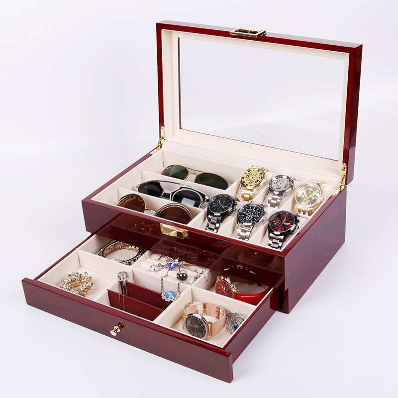 Wooden Baking Paint Watch Box Jewelry Storage Display Box(20-bit Paint)