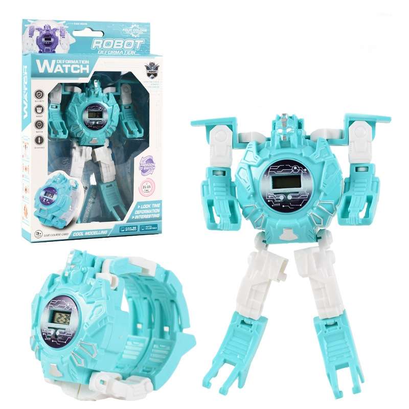 3 PCS Children Electronic Watch Cartoon Deformation Robot Toy Watch(Pink)
