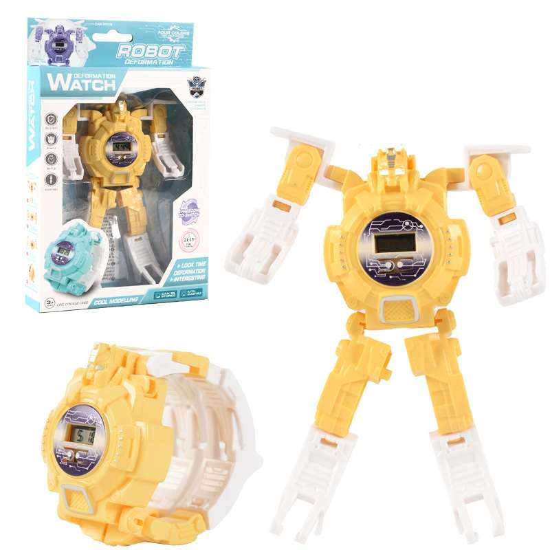 3 PCS Children Electronic Watch Cartoon Deformation Robot Toy Watch(Pink)