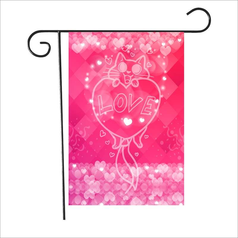 2 PCS Valentine Day Garden Flag Festive Atmosphere Garden Banner(QR038)