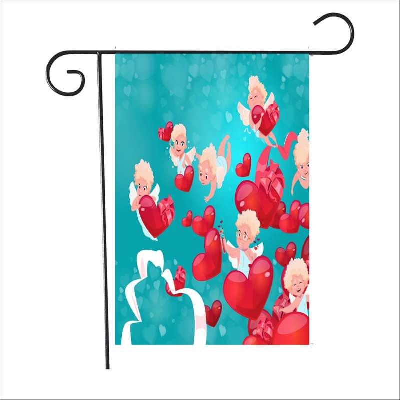 2 PCS Valentine Day Garden Flag Festive Atmosphere Garden Banner(QR038)