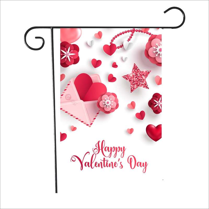 2 PCS Valentine Day Garden Flag Festive Atmosphere Garden Banner(QR038)