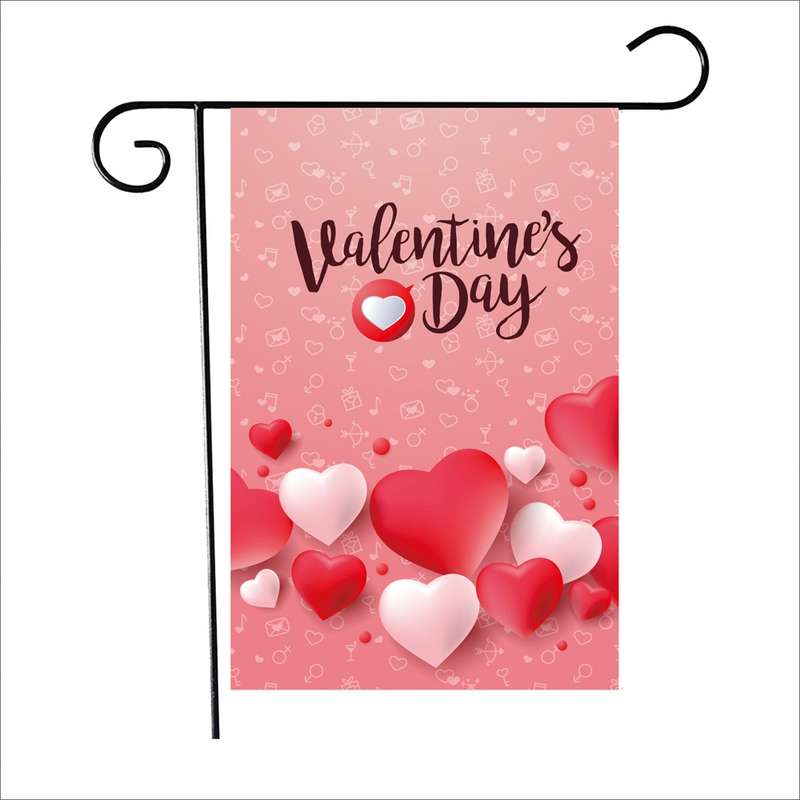 2 PCS Valentine Day Garden Flag Festive Atmosphere Garden Banner(QR038)
