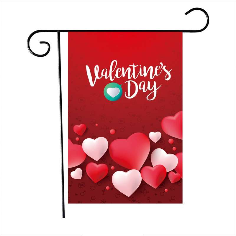 2 PCS Valentine Day Garden Flag Festive Atmosphere Garden Banner(QR038)