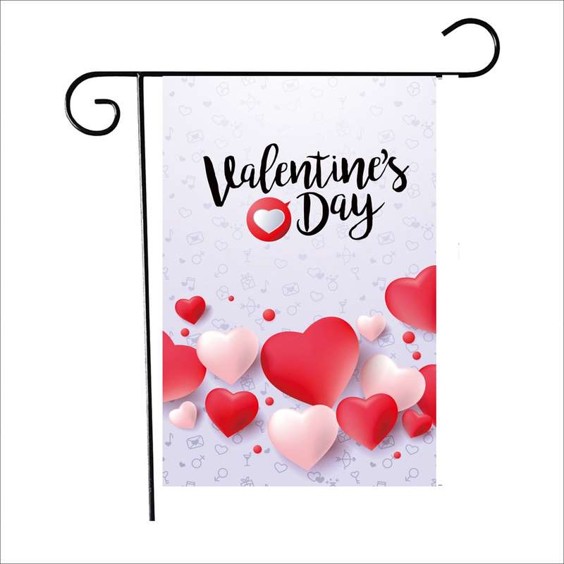 2 PCS Valentine Day Garden Flag Festive Atmosphere Garden Banner(QR038)