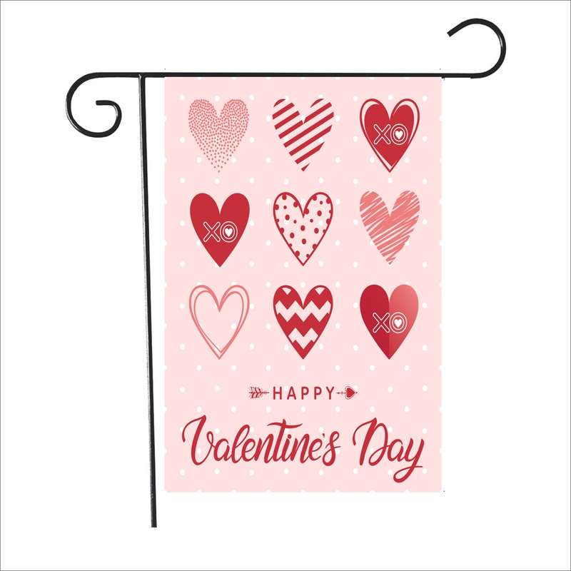 2 PCS Valentine Day Garden Flag Festive Atmosphere Garden Banner(QR038)