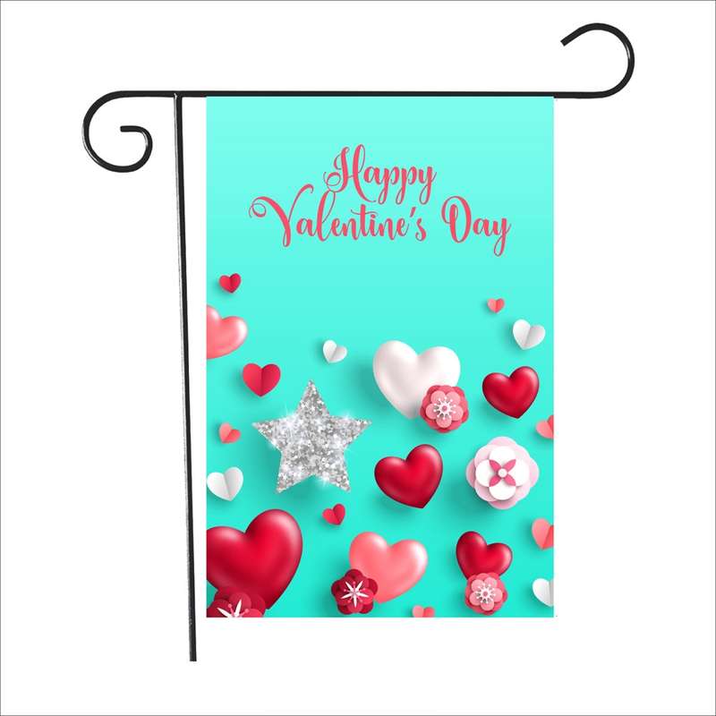 2 PCS Valentine Day Garden Flag Festive Atmosphere Garden Banner(QR038)