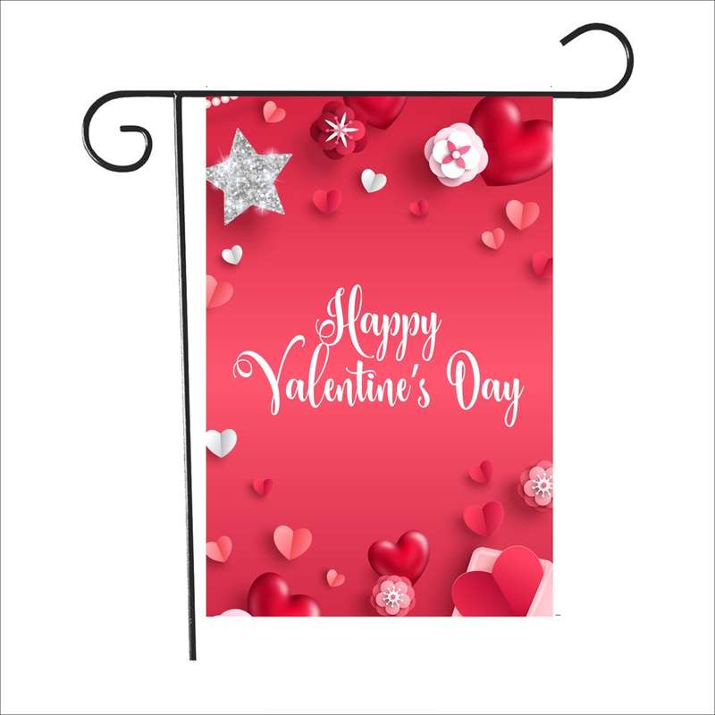 2 PCS Valentine Day Garden Flag Festive Atmosphere Garden Banner(QR038)