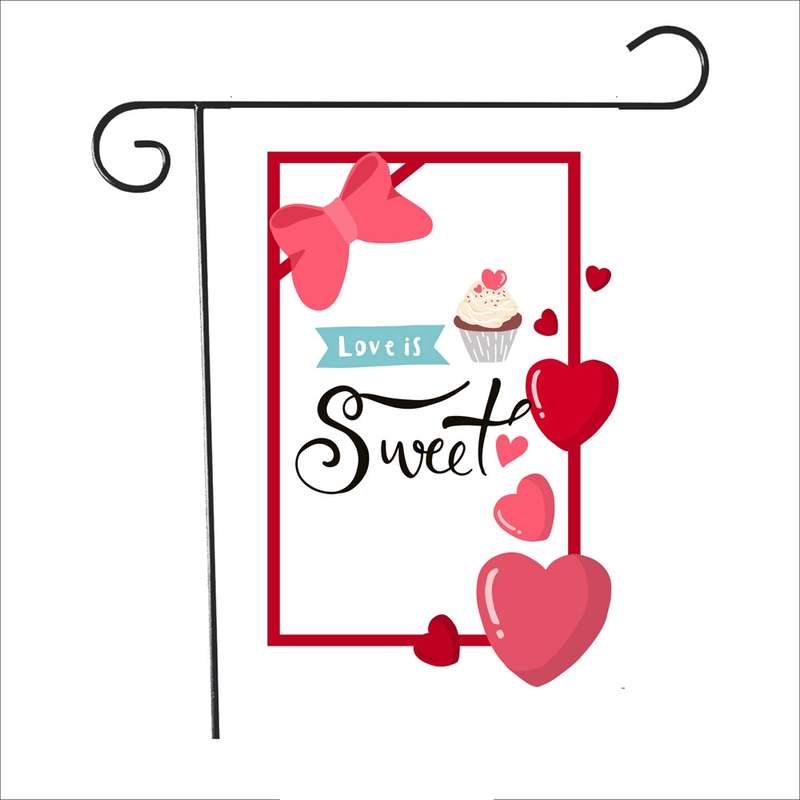 2 PCS Valentine Day Garden Flag Festive Atmosphere Garden Banner(QR038)