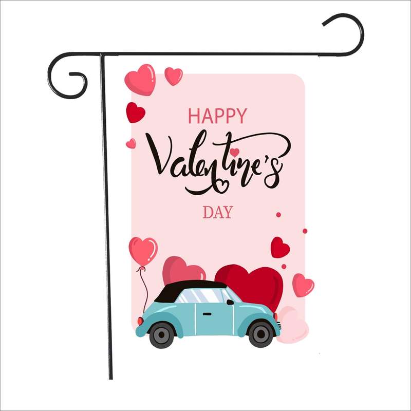2 PCS Valentine Day Garden Flag Festive Atmosphere Garden Banner(QR038)