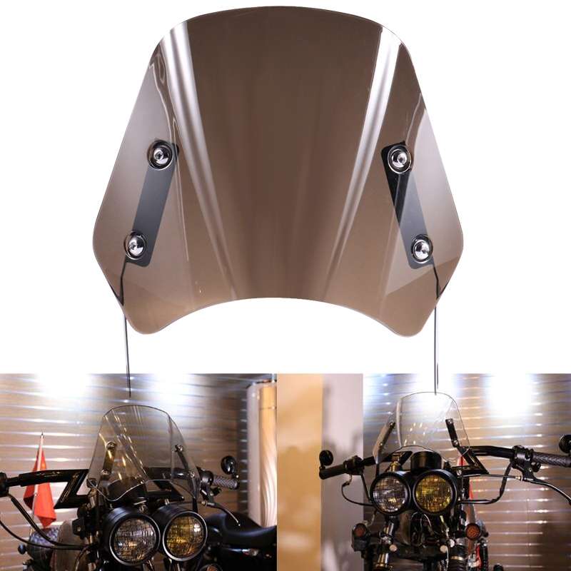 5-7 Inch Retro Motorcycle Windshield Universal Modified Windshield(Smoky)