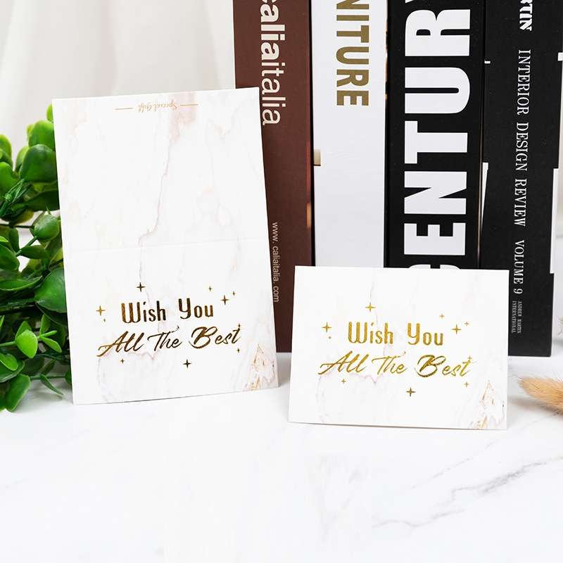 100 PCS Valentines Day Bronzing Greeting Card Flower Shop Birthday Thank You Card(I Love You)