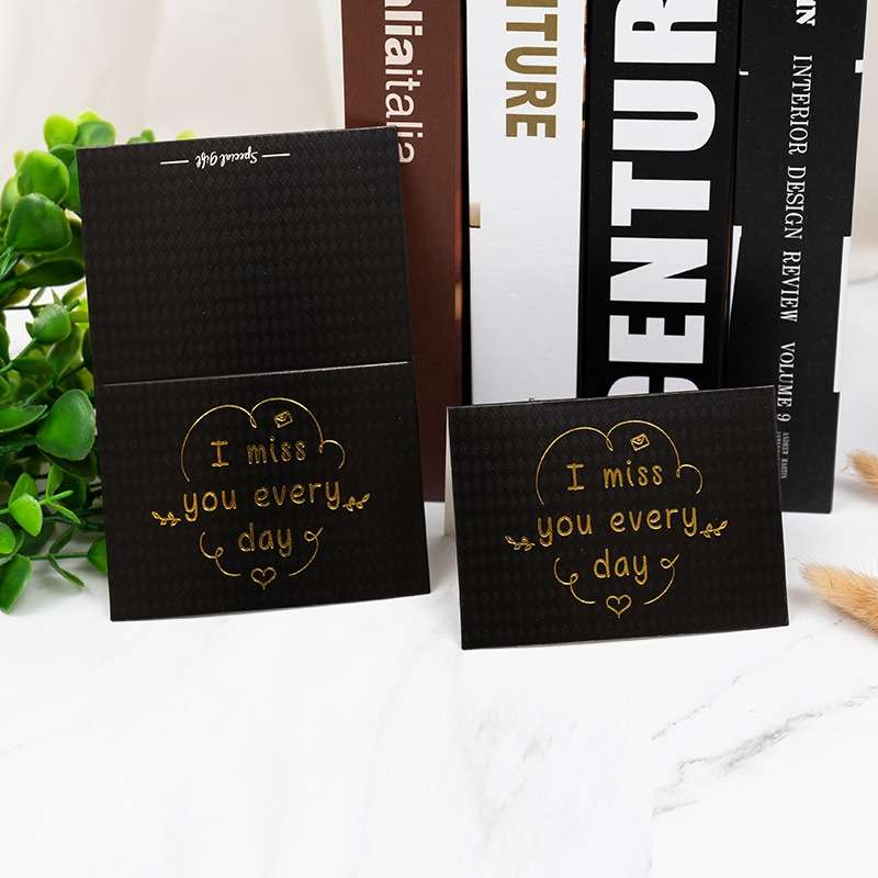 100 PCS Valentines Day Bronzing Greeting Card Flower Shop Birthday Thank You Card(I Love You)