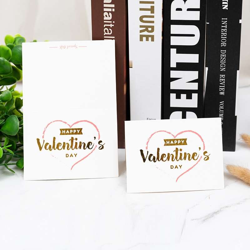 100 PCS Valentines Day Bronzing Greeting Card Flower Shop Birthday Thank You Card(I Love You)